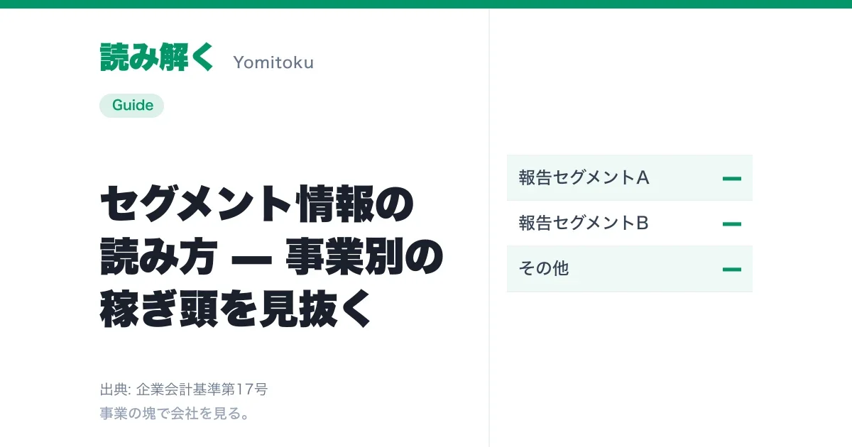 セグメント情報の読み方 — 事業別の稼ぎ頭を見抜く