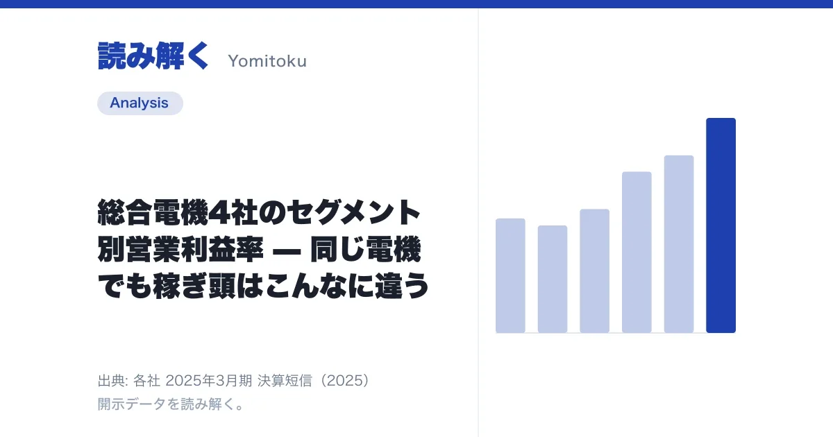 総合電機4社のセグメント別営業利益率 — 同じ電機でも稼ぎ頭はこんなに違う